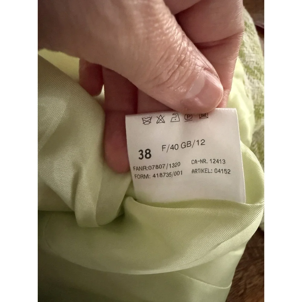 Basler Lime Green Houndstooth Tweed Blazer Jacket Women US 12‎ Germany 38